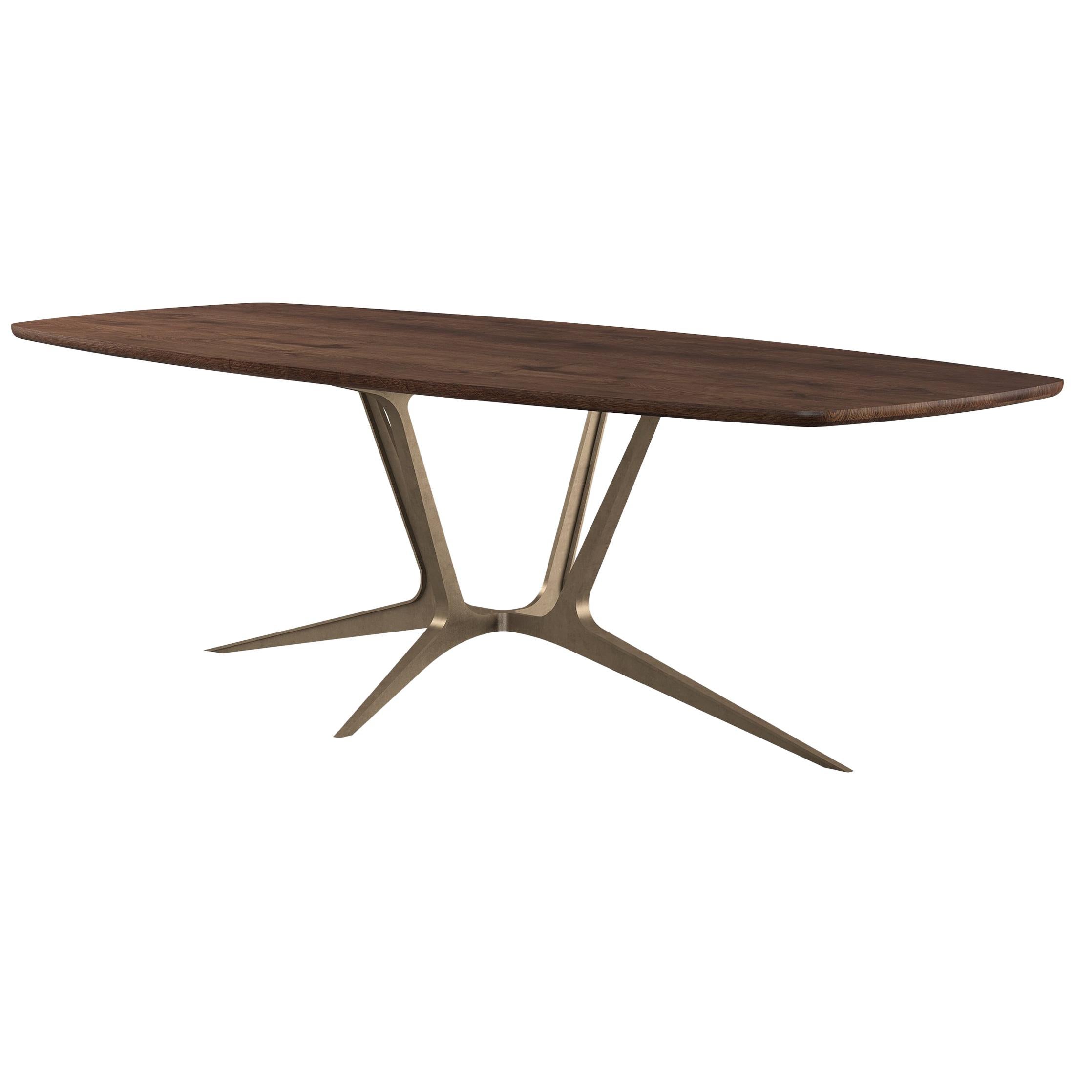 Modern Steel / Brass and Walnut 'Ero' Dining Table by Luteca