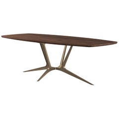 Modern Steel / Brass and Walnut 'Ero' Dining Table by Luteca