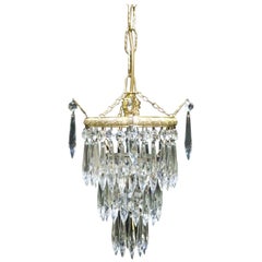 Italian Art Deco Three-Tier Crystal Glass Chandelier