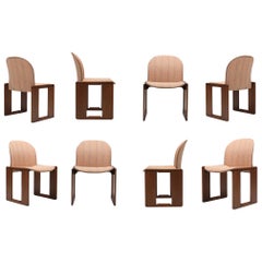 Afra & Tobia Scarpa for Cassina, Set of 8 Chairs Model 121, Wood and Walnut