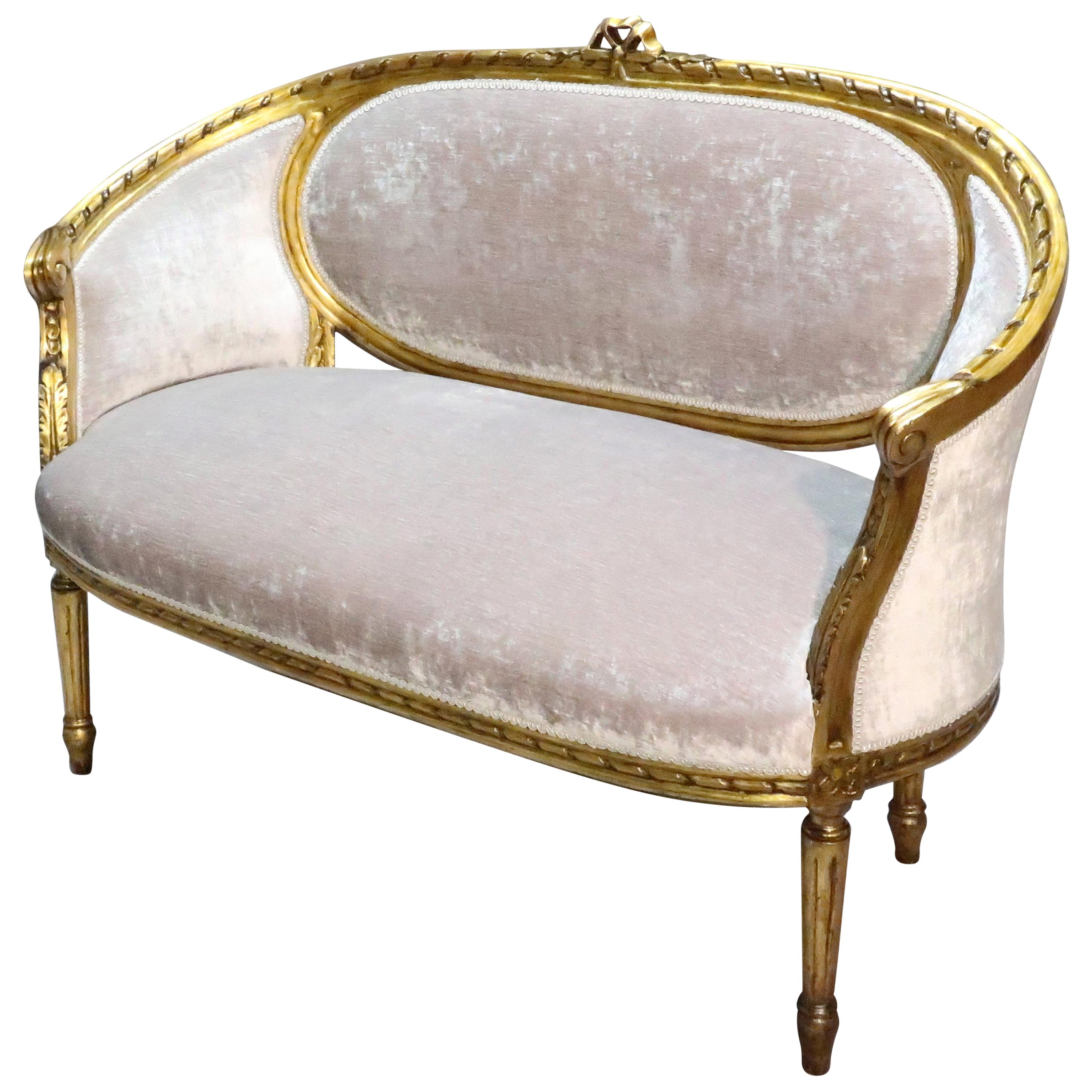 French Early 20th Century Two-Seat Gilded Corbeille Sofa