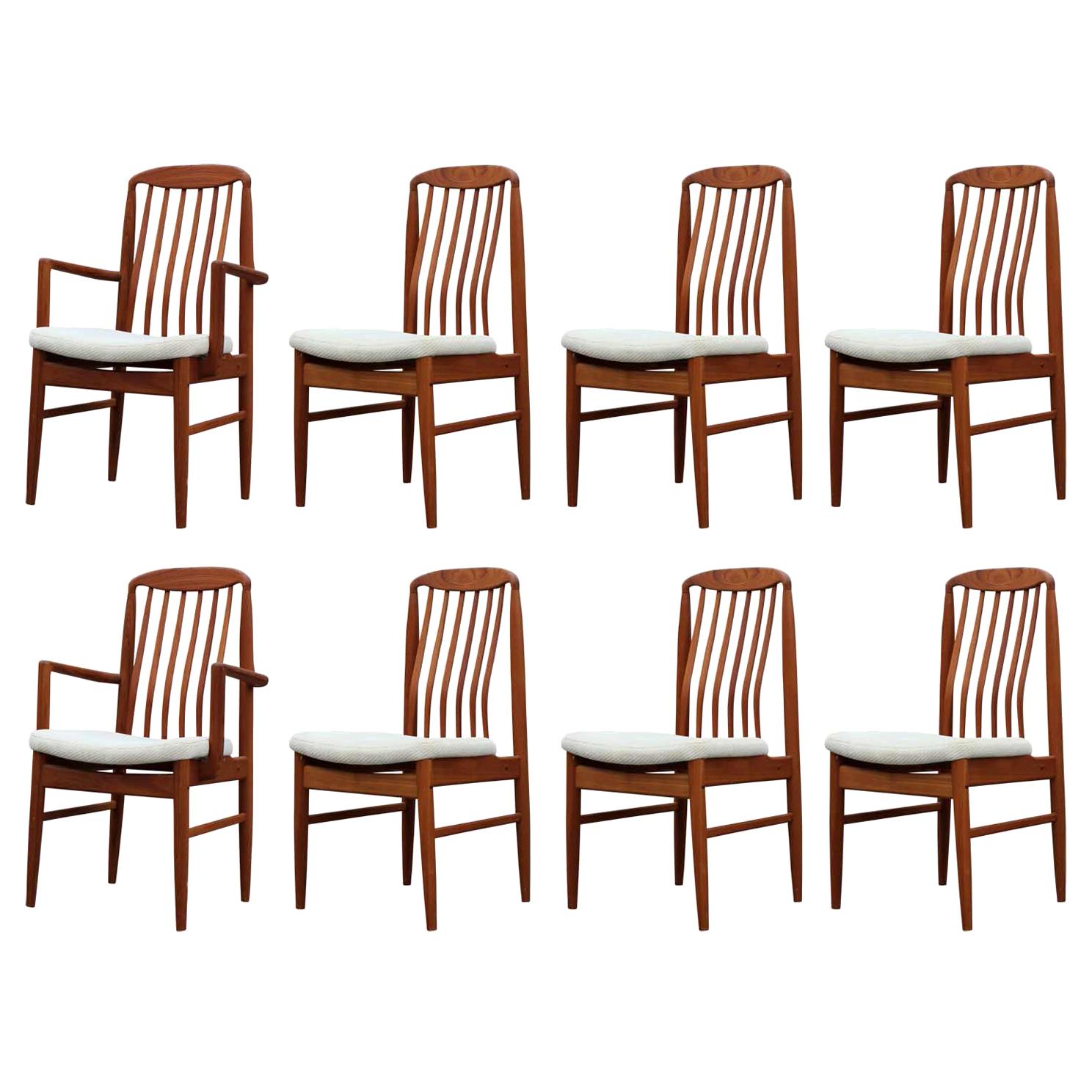 Set of Eight Modern Danish Solid Teak Dining Chairs by Benny Linden