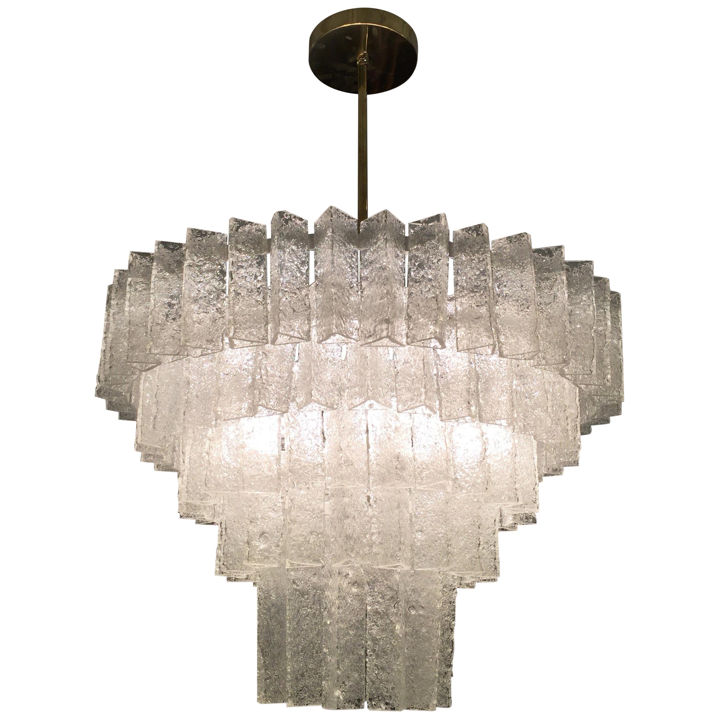 Rare Crystallized Sugar Style Murano Glass Chandelier by Seguso