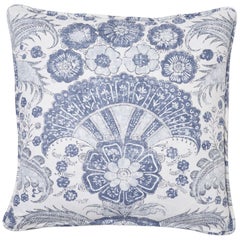 Schumacher Calicut Floral Delft Two-Sided Linen Pillow