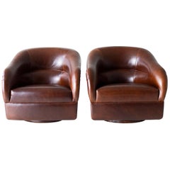 Ward Bennett Swivel Lounge Chairs for Brickel Associates Inc
