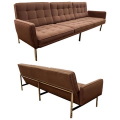 Modernité du milieu du siècle Rare Early Florence Knoll Chrome Parallel Bar Sofa:: 1950s