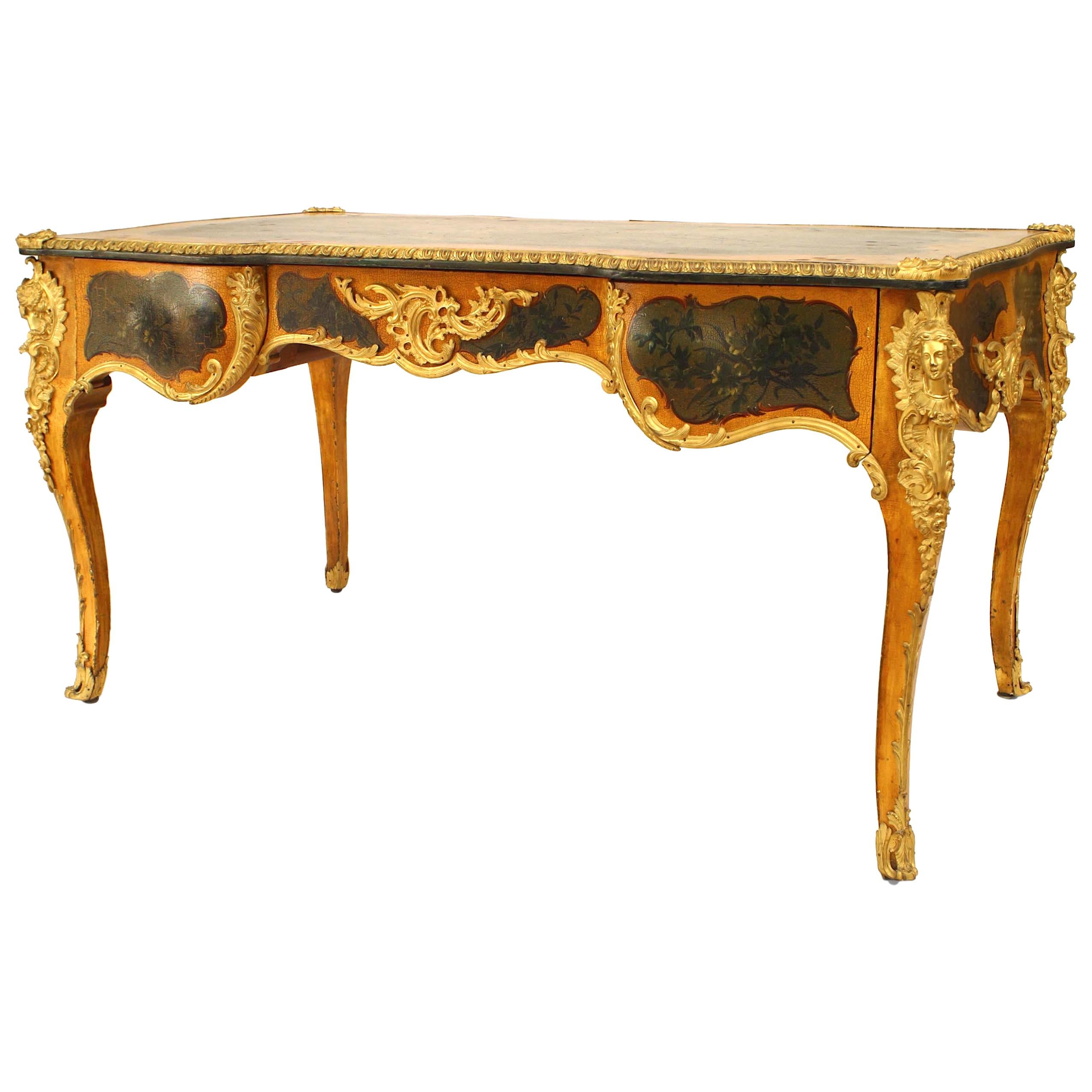 Verne Martin-Schreibtisch im Louis XV.-Stil, bemalt im Angebot