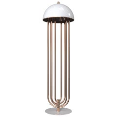 Turner Floor Lamp in White with Copper Detail