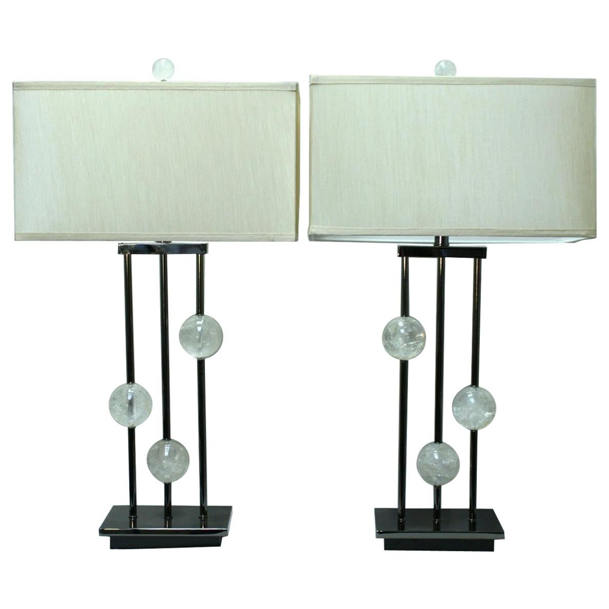 Pair of Modern Style Rock Crystal Lamps