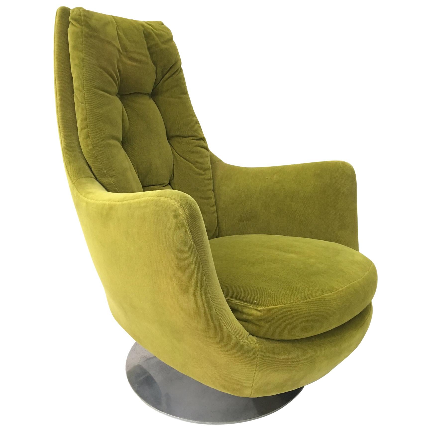 Milo Baughman Thayer Coggin Plush Mod Swivel Lounge Chair