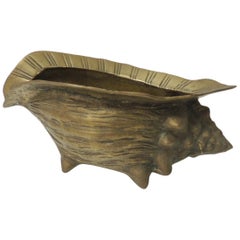 Vintage Brass Sea Shell Planter