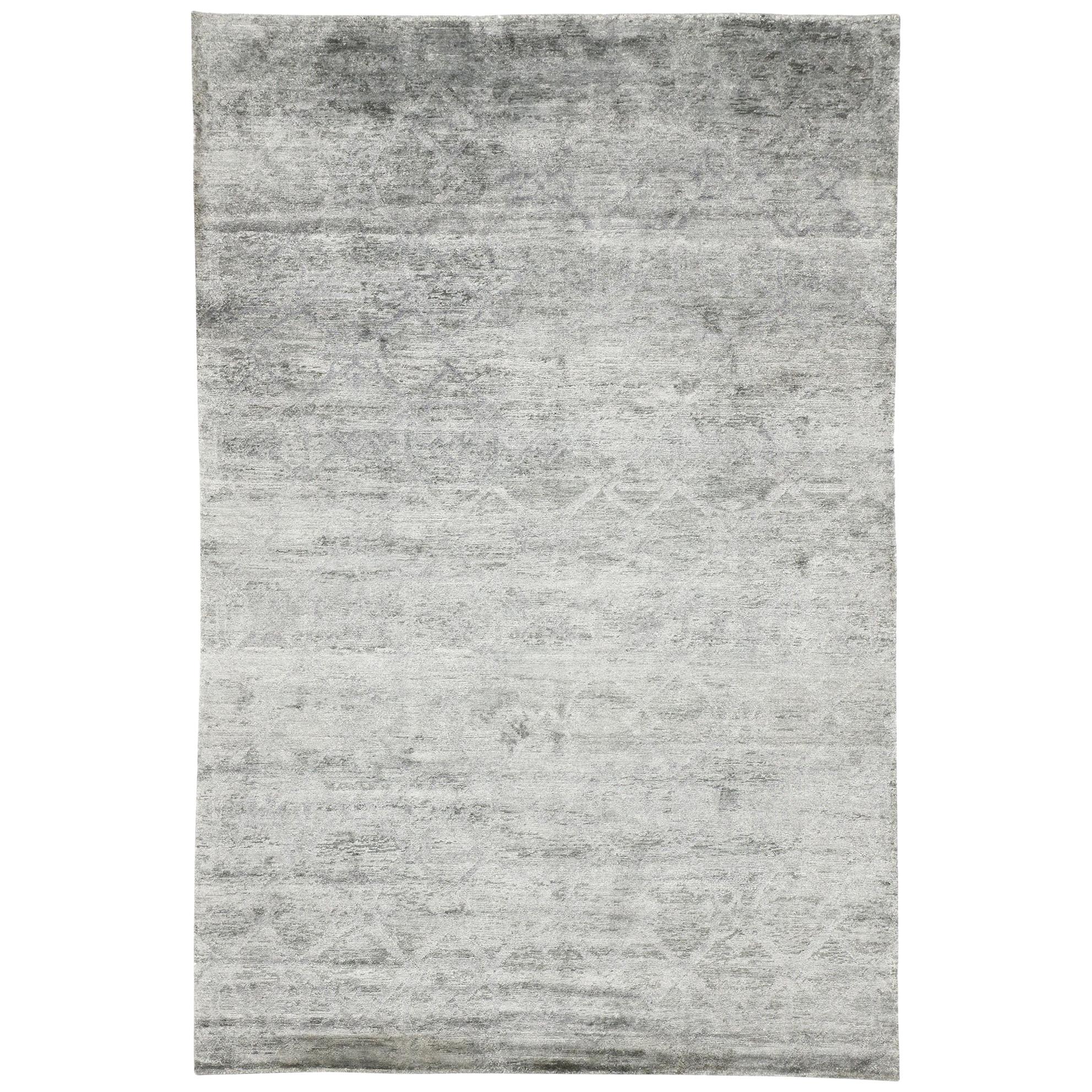 Contemporary Gray Area Rug with Scandi-Modern and New Nordic Style