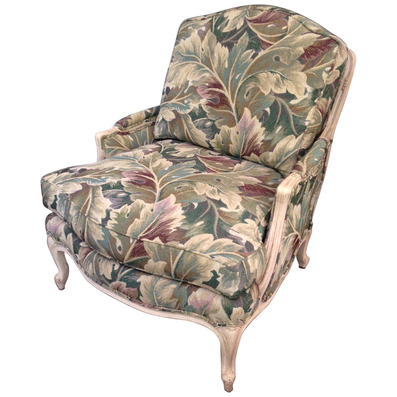 Louis XV Bergère Tropical Botanical Print Palm Club Chair