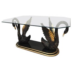 Sculptural Black Swan Statue Dining Table