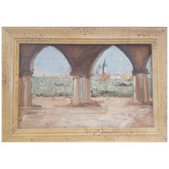 20th Century Oil Painting on Wood Board of Venice, Italy, Signed on the Reverse