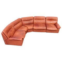 Handsome De Sede DS 66 5-Piece Cognac Leather Sectional Sofa