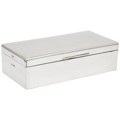 Sterling Silver Midcentury Art Deco-Style Table Box with Hinged Lid