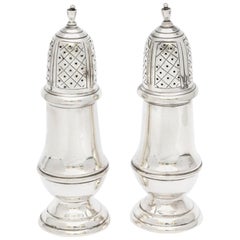 Pair of Sterling Silver American Colonial, Style Salt and Pepper Shaker/Casters