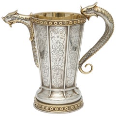 Quetzalcoatl-Inspired Sterling Silver Gilt Pitcher by Tane