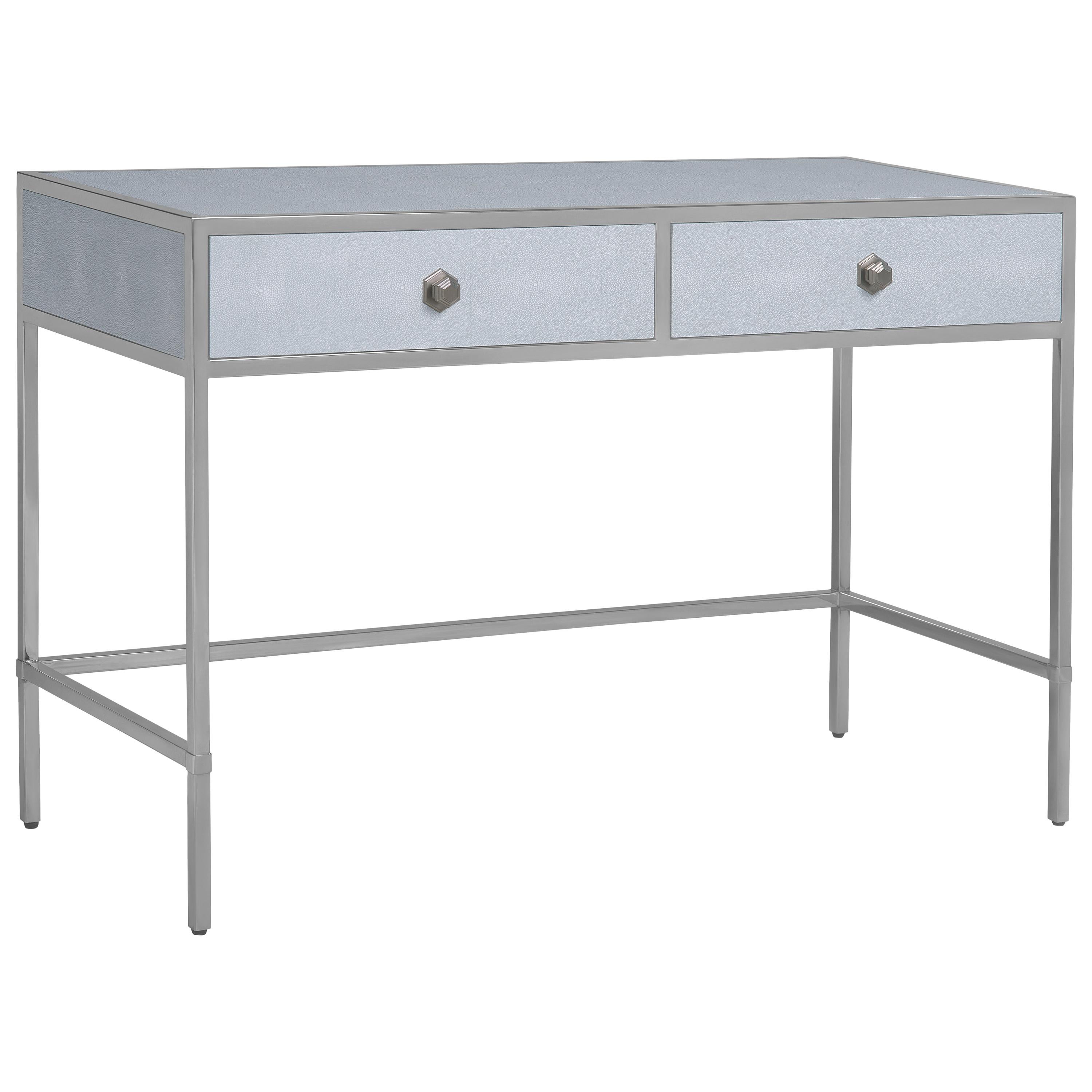 Shagreen and Polished Stainless Steel Desk For Sale