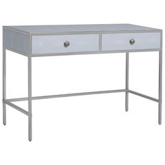 Used Shagreen and Polished Stainless Steel Desk