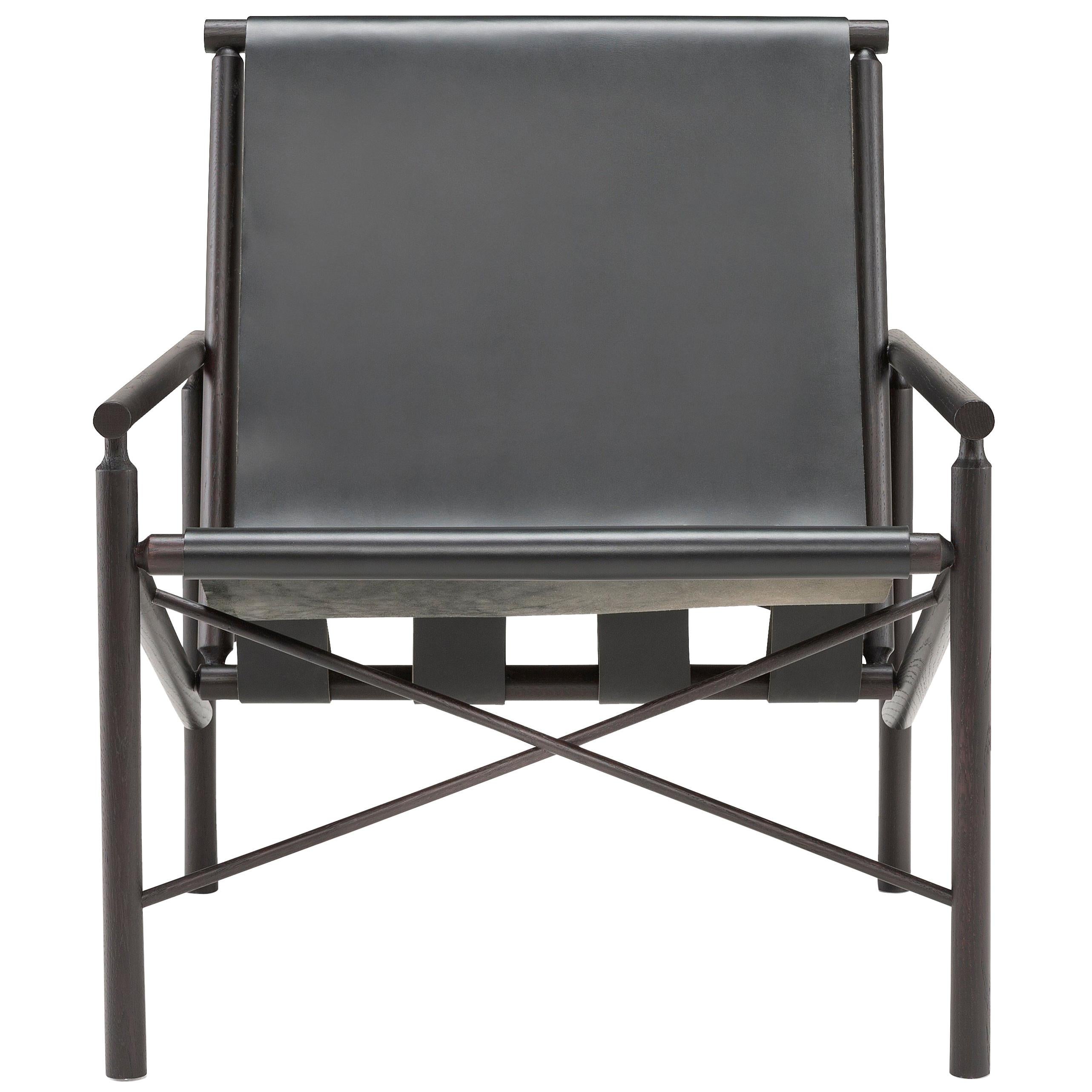 Amura 'Ease' Chair in Dark Wood and Charcoal Leather by Gareth Neal For Sale