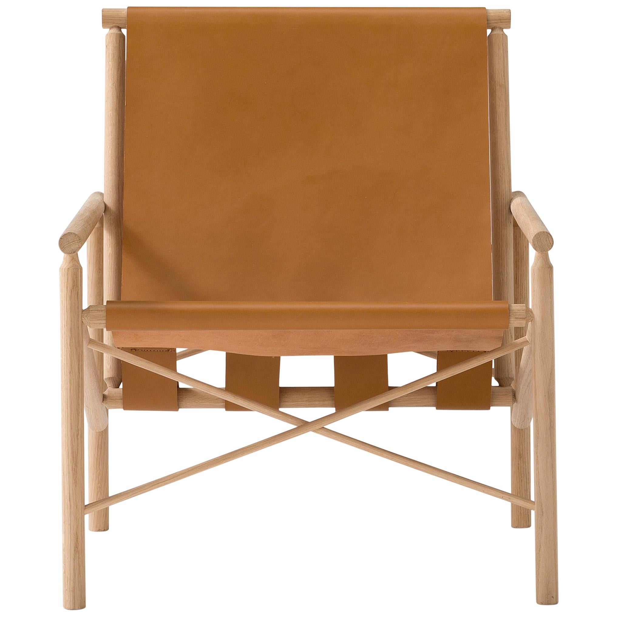Amura 'Ease' Chair in Light Brown Leather by Gareth Neal For Sale