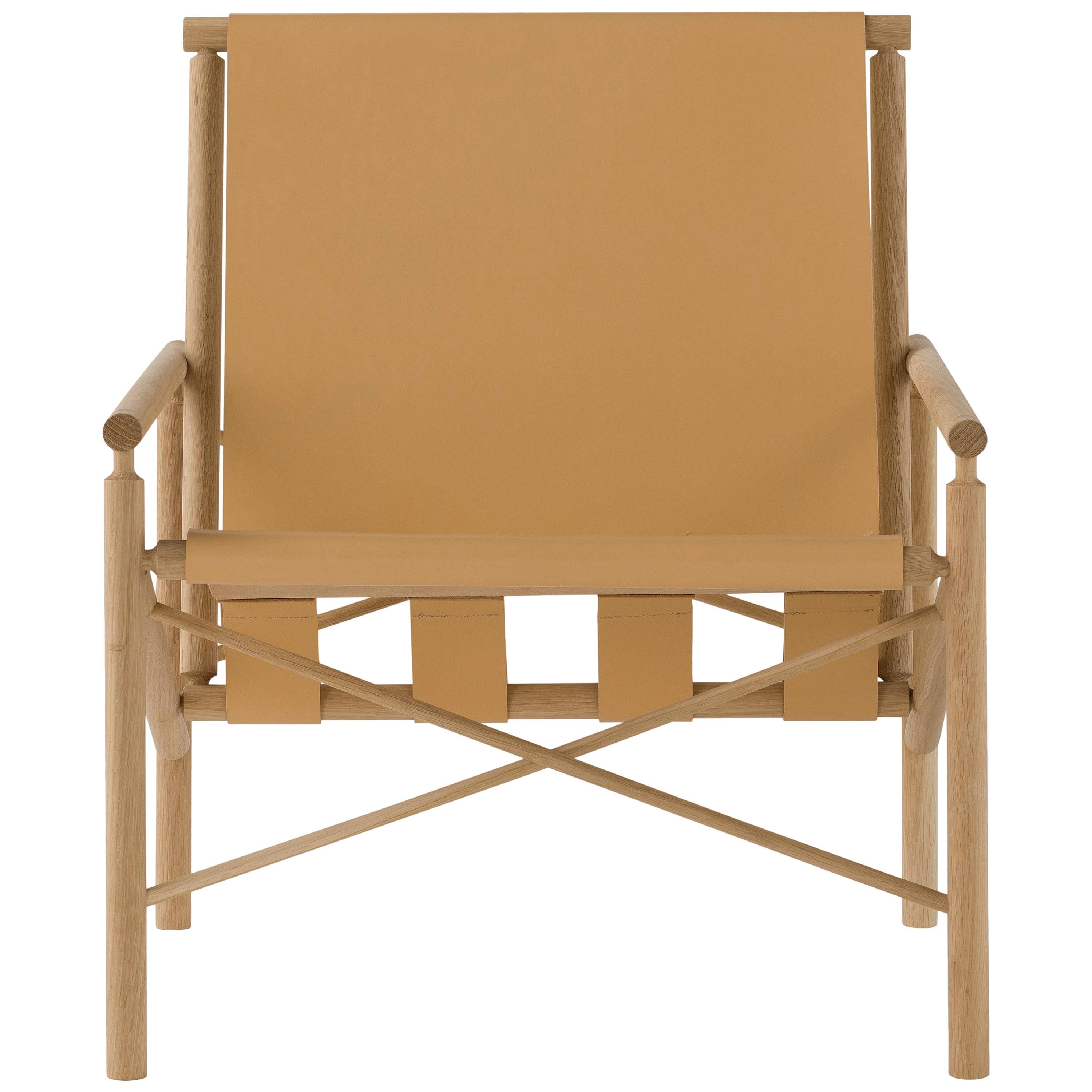 Amura 'Ease' Chair in Light Tan Leather by Gareth Neal For Sale