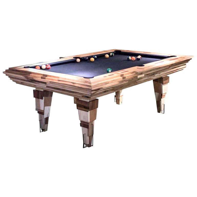 'Light Tropics' Handcrafted Pool Table and Cue Stand by Hillsideout For Sale