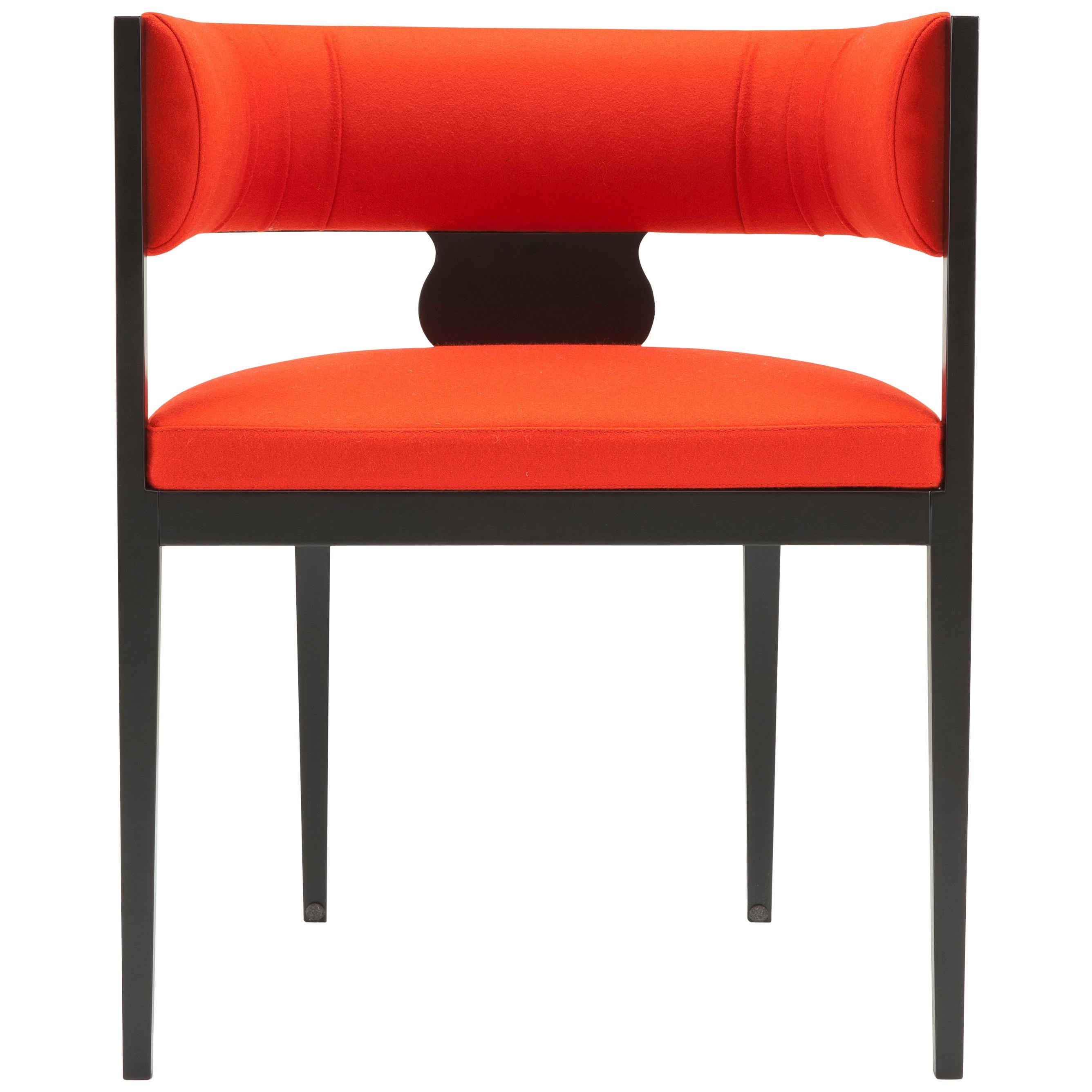 Amura 'Lira' Armchair in Red-Orange with Wooden Frame