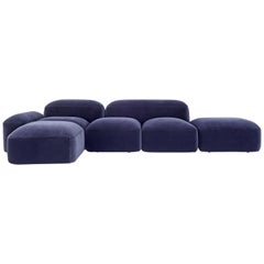 Amura 'Lapis' Sofa in Blue Velvet by Emanuel Gargano & Anton Cristell