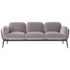 Amura 'Brooklyn' Sofa aus grauem Samt und Leder von Stefano Bigi