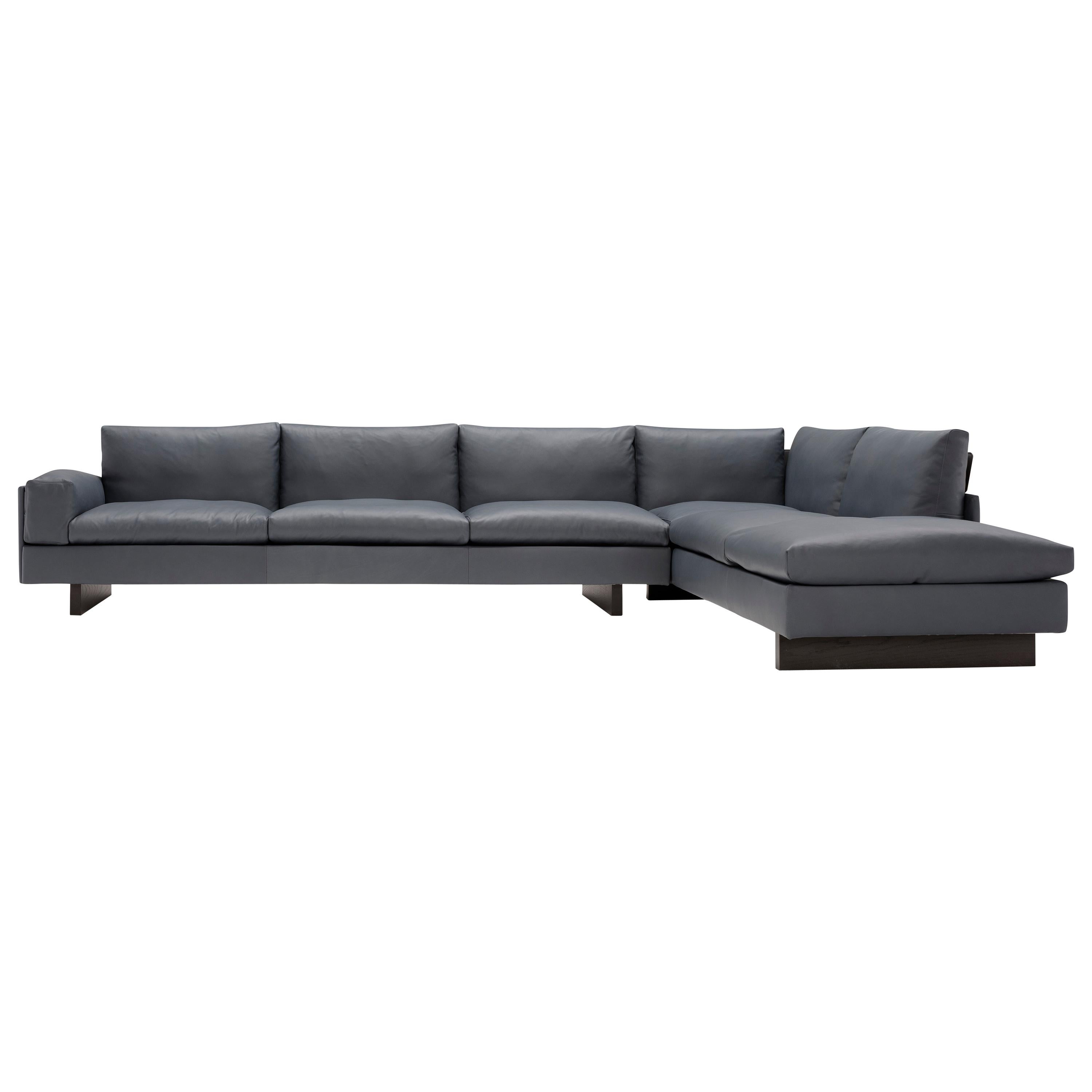 Amura 'Tau' Sectional Sofa in Grey Leather by Emanuel Gargano For Sale