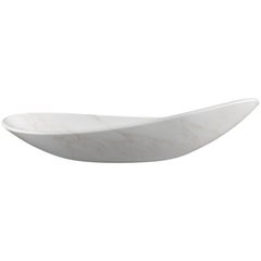 Fruit Bowl Vase Solid Calacatta Marble White Oval Contemporary Design Italy