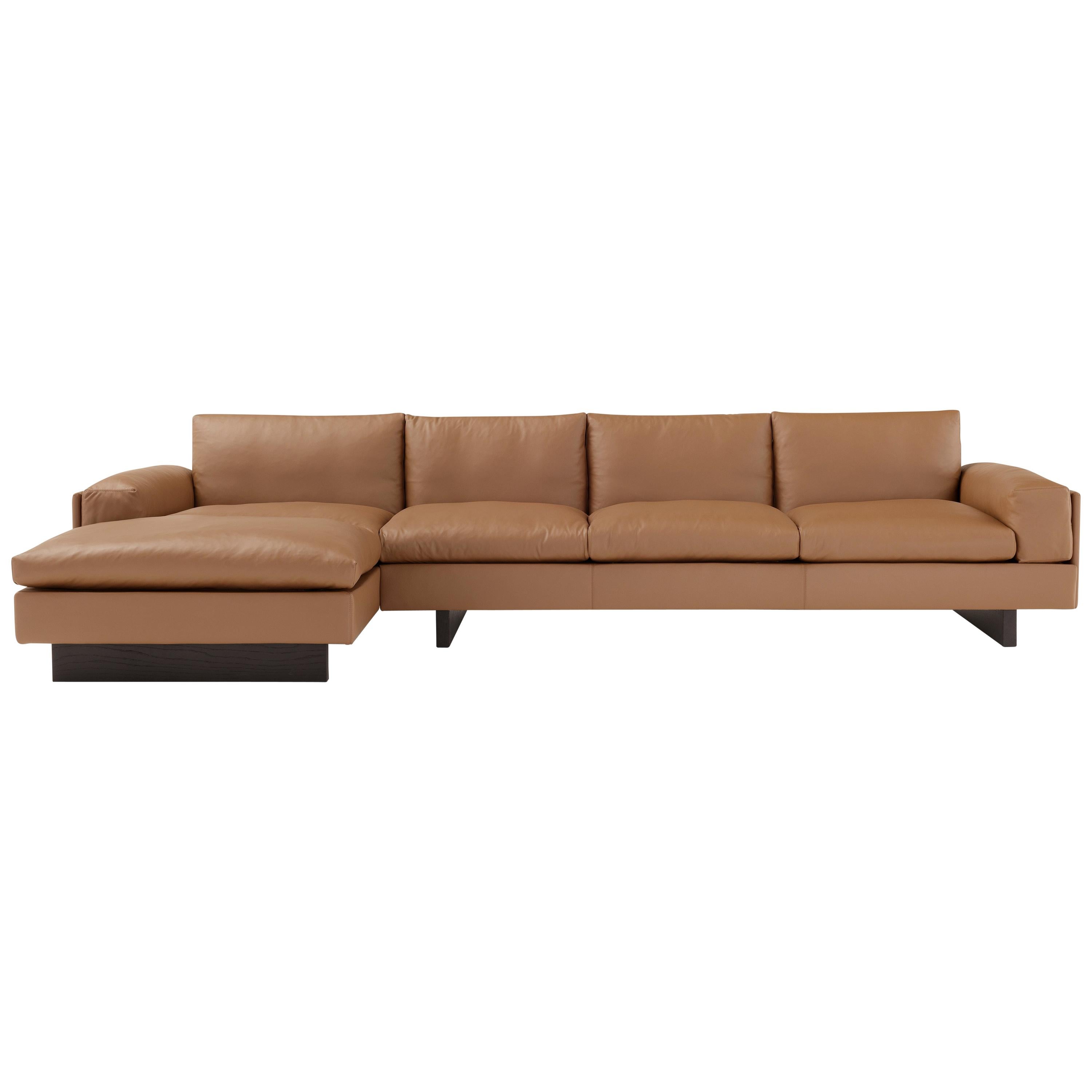 Amura 'Tau' Sofa in Light Brown Leather by Emanuel Gargano For Sale