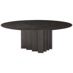 Amura 'Exilis' Dining Table with Metal Feet and Black Marble Top