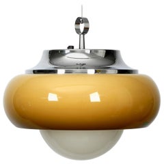 1970s Pendant Lamp with Plastic Shade and Glass Ball by Harveiluce Iguzzini