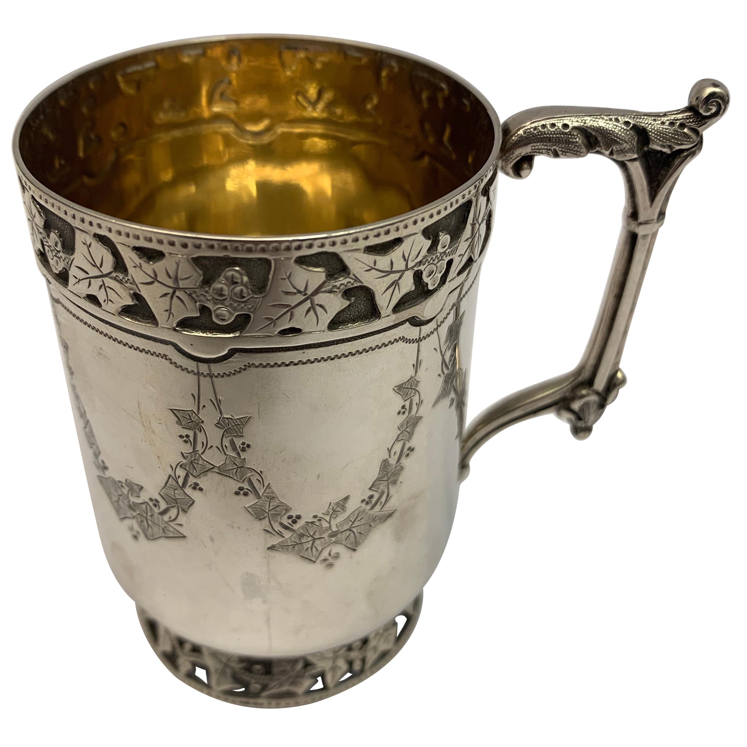 19th Century Small Antique Silver Mug For Sale