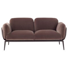 Amura 'Brooklyn' Sofa in Brown Velvet and Cuoio by Stefano Bigi