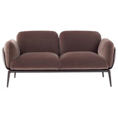 Amura Sofa „Brooklyn“ aus braunem Samt und Cuoio von Stefano Bigi