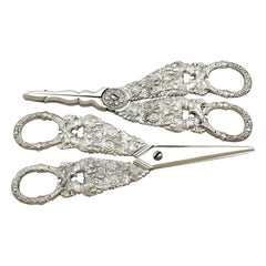 Antique Georgian English Composite Sterling Silver Grape Scissors