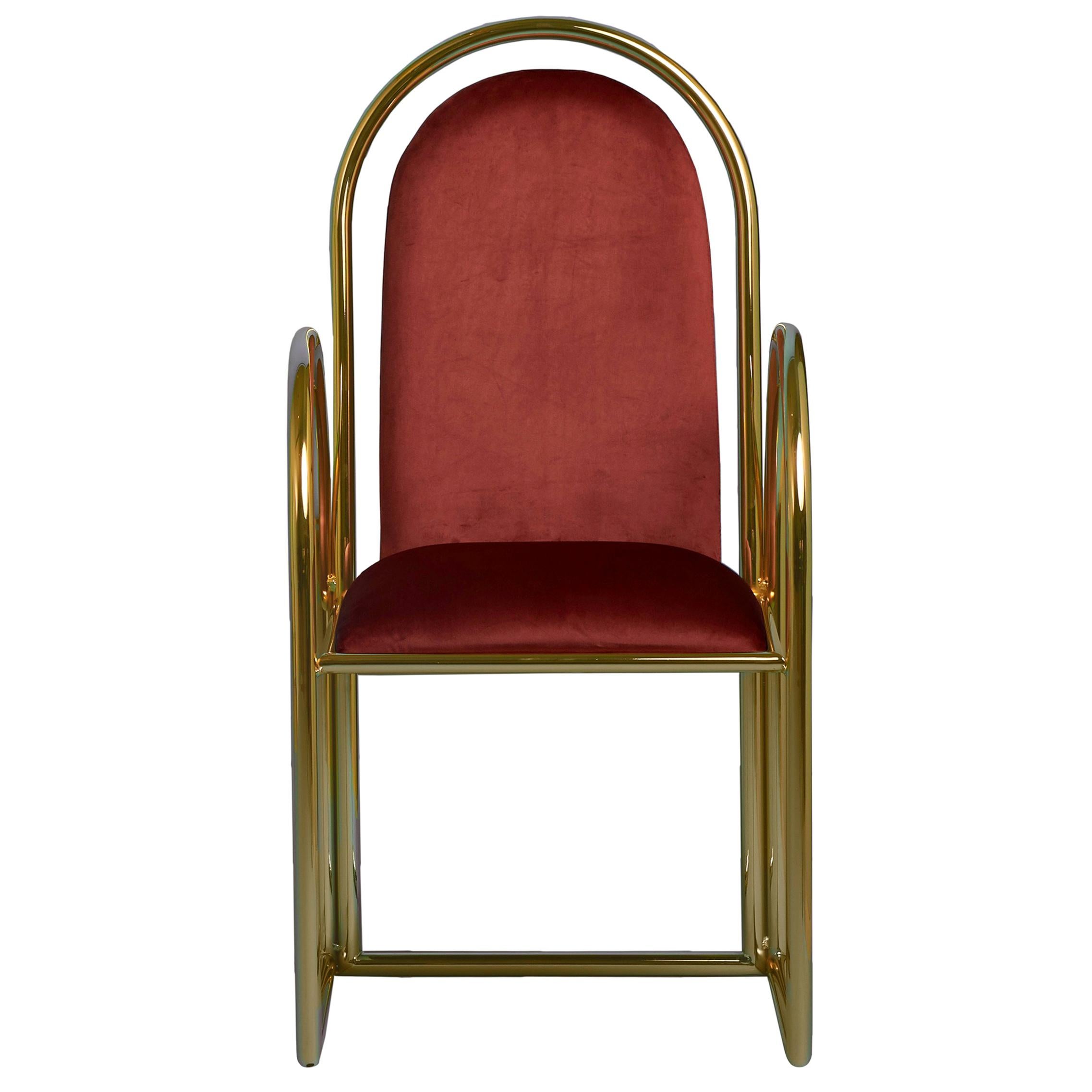 Arco Chair with Velvet Upholstery For Sale