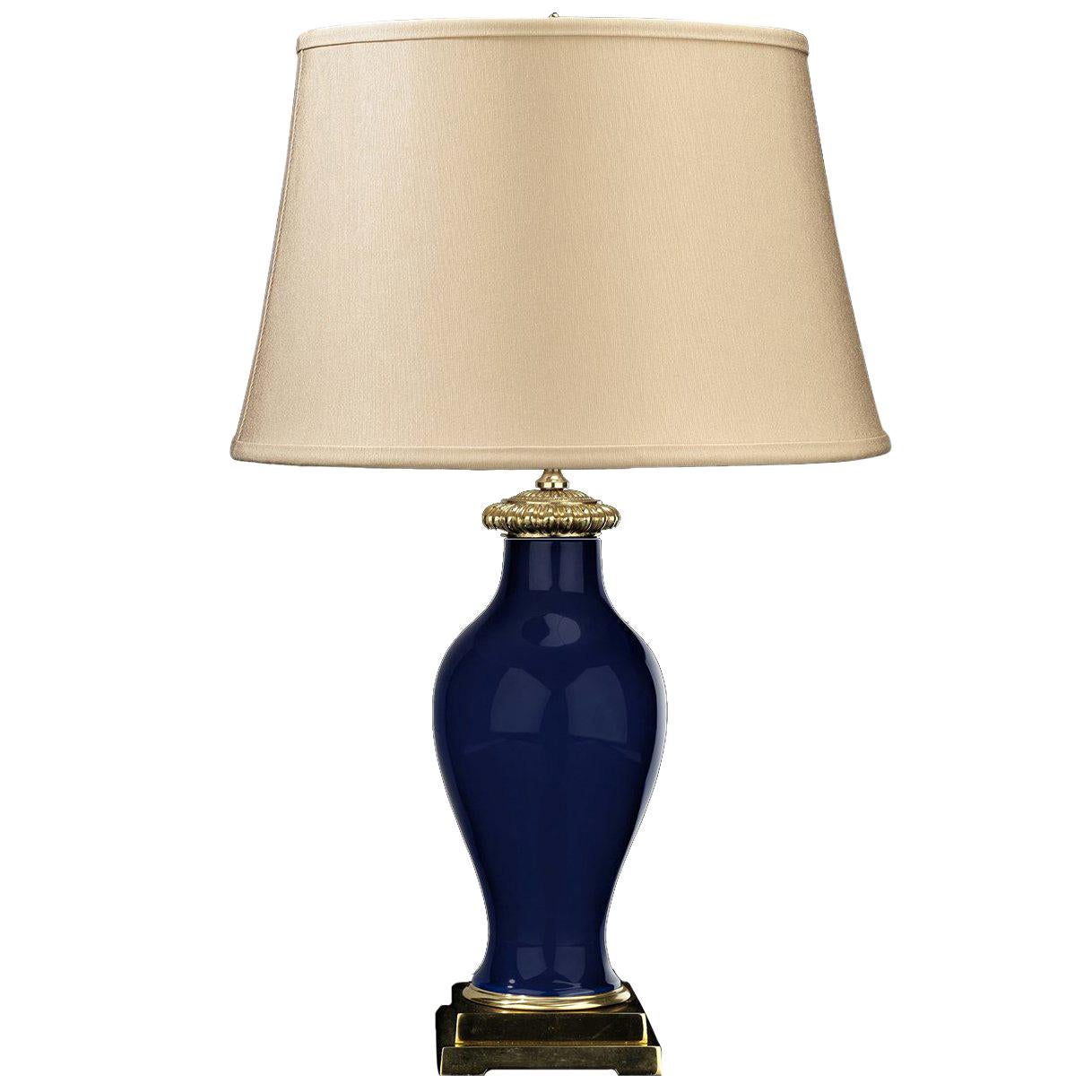 Fabulous 1960's Cobalt Blue Crystal Table Lamp by Crystal SaintLouis