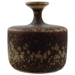 Rolf Palm, Mölle, Unique Ceramic Vase, Speckled Glaze in Brown Shades