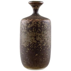 Rolf Palm, Mölle, Unique Ceramic Vase, Speckled Glaze in Brown Shades
