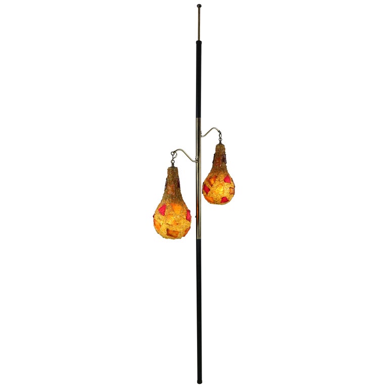 Vintage Midcentury Multi Color Lucite Tension Pole Floor Lamp 1970s