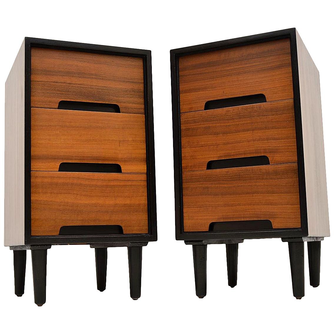 1950s Pair of Walnut Bedside Chests by John & Sylvia Reid for Stag