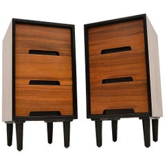 Vintage 1950s Pair of Walnut Bedside Chests by John & Sylvia Reid for Stag