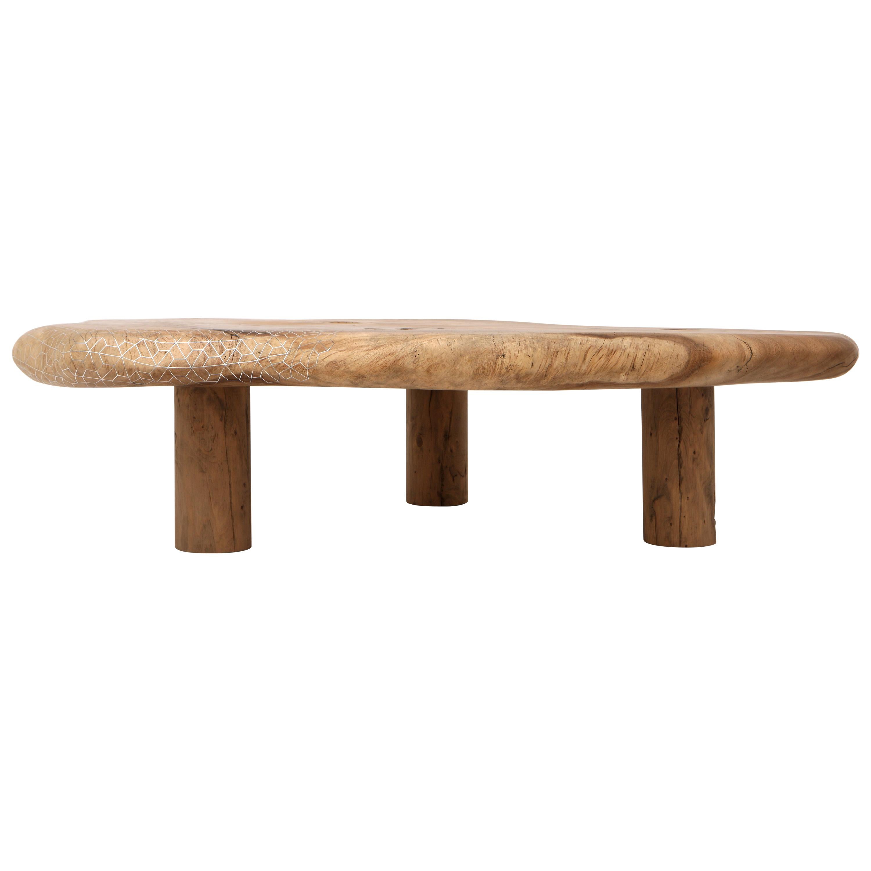 Natural Coordinates low table in Acacia wood - Unique piece For Sale