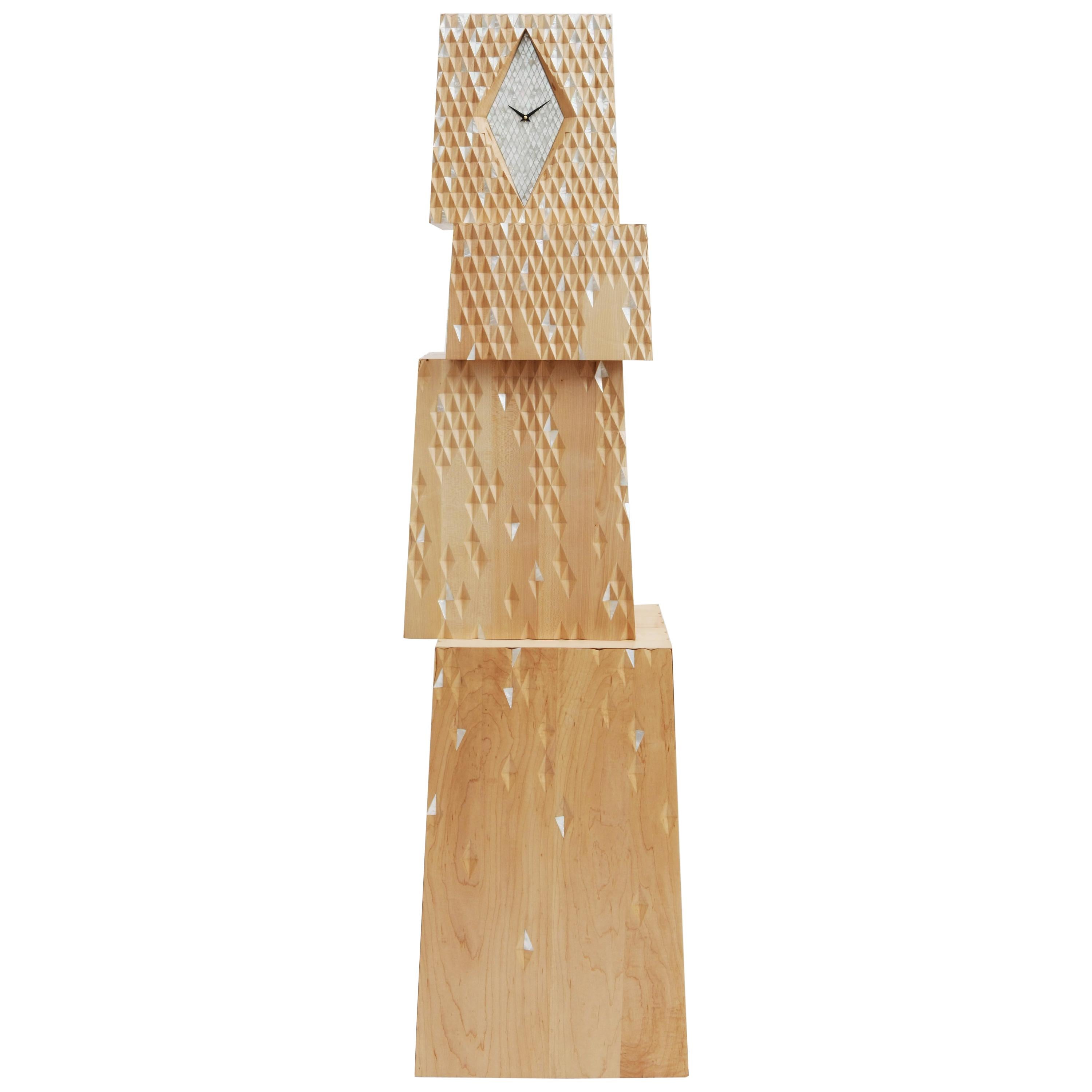 Fragmented Clock - Traditional crafted clock in mother of pearl  For Sale